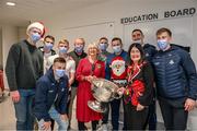 25 December 2023; Staff with Dublin footballers during the All-Ireland Senior Football Championship winners visit to the Mater Misericordiae University Hospital on Eccles Street in Dublin. Photo by Ray McManus/Sportsfile