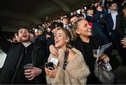 26 December 2023; Racegoers singing in the main stand on day one of the Leopardstown Christmas Festival at Leopardstown Racecourse in Dublin. Photo by David Fitzgerald/Sportsfile