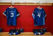 26 December 2023; The jerseys of Michael Ala’alatoa, left, and Ross Molony of Leinster hang in the dressing room before the United Rugby Championship match between Munster and Leinster at Thomond Park in Limerick. Photo by Brendan Moran/Sportsfile