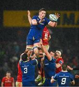 26 December 2023; Joe McCarthy of Leinster wins possession in a lineout during the United Rugby Championship match between Munster and Leinster at Thomond Park in Limerick. Photo by Seb Daly/Sportsfile