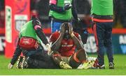 26 December 2023; Edwin Edogbo of Munster reacts after receiving an injury during the United Rugby Championship match between Munster and Leinster at Thomond Park in Limerick. Photo by Seb Daly/Sportsfile