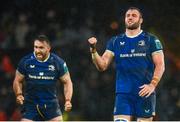 26 December 2023; Jason Jenkins of Leinster celebrates his side winning a penalty during the United Rugby Championship match between Munster and Leinster at Thomond Park in Limerick. Photo by Seb Daly/Sportsfile