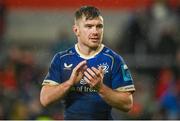 26 December 2023; Luke McGrath of Leinster celebrates after his side's victory the United Rugby Championship match between Munster and Leinster at Thomond Park in Limerick. Photo by Seb Daly/Sportsfile