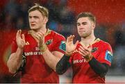 26 December 2023; Jack Crowley of Munster, right, and team-mate Gavin Coombes after their side's defeat in the United Rugby Championship match between Munster and Leinster at Thomond Park in Limerick. Photo by Seb Daly/Sportsfile