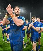 26 December 2023; Jason Jenkins of Leinster applauds supporters after the United Rugby Championship match between Munster and Leinster at Thomond Park in Limerick. Photo by Brendan Moran/Sportsfile