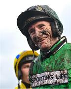 27 December 2023; Daryl Jacob after winning the Paddy Power I Have No Idea It Is Maiden Hurdle on Intellotto during day two of the Leopardstown Christmas Festival at Leopardstown Racecourse in Dublin. Photo by David Fitzgerald/Sportsfile