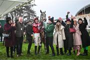 27 December 2023; Jack Kennedy with Caldwell Potter and winning connections after the Paddy Power Future Champions Novice Hurdle on day two of the Leopardstown Christmas Festival at Leopardstown Racecourse in Dublin. Photo by David Fitzgerald/Sportsfile
