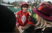 27 December 2023; Jockey Jack Kennedy after winning the Paddy Power Future Champions Novice Hurdle on Caldwell Potter during day two of the Leopardstown Christmas Festival at Leopardstown Racecourse in Dublin. Photo by David Fitzgerald/Sportsfile