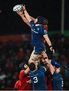 26 December 2023; Ryan Baird of Leinster and Gavin Coombes of Munster contest a lineout during the United Rugby Championship match between Munster and Leinster at Thomond Park in Limerick. Photo by Brendan Moran/Sportsfile
