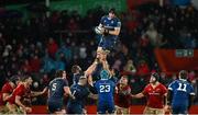 26 December 2023; Ryan Baird of Leinster takes possession in a lineout during the United Rugby Championship match between Munster and Leinster at Thomond Park in Limerick. Photo by Brendan Moran/Sportsfile