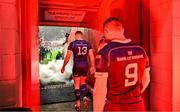26 December 2023; Leinster captain Garry Ringrose, 13, leads his side through the player's tunnel onto the pitch before the United Rugby Championship match between Munster and Leinster at Thomond Park in Limerick. Photo by Brendan Moran/Sportsfile