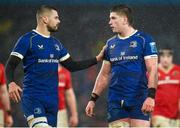 26 December 2023; Leinster players Max Deegan, left, and Joe McCarthy during the United Rugby Championship match between Munster and Leinster at Thomond Park in Limerick. Photo by Seb Daly/Sportsfile