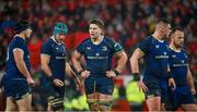 26 December 2023; Leinster players, from left, Thomas Clarkson, Will Connors, Joe McCarthy, Dan Sheehan and Ed Byrne during the United Rugby Championship match between Munster and Leinster at Thomond Park in Limerick. Photo by Seb Daly/Sportsfile