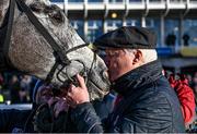 28 December 2023; Winning owner Brian Acheson kisses Irish Point after winning the Jack de Bromhead Christmas Hurdle on day three of the Leopardstown Christmas Festival at Leopardstown Racecourse in Dublin. Photo by Harry Murphy/Sportsfile