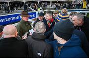 28 December 2023; Trainer Willie Mullins speaks to the press after sending out Galopin Des Champs to win the Savills Steeplechase on day three of the Leopardstown Christmas Festival at Leopardstown Racecourse in Dublin. Photo by Harry Murphy/Sportsfile