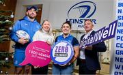3 January 2024; In attendance are, from left, Leinster Rugby senior men's player Jack Conan, Meath Women's Refuge and Support Services chief executive Sinead Smith, Leinster Rugby senior women's player Aimee Clarke, and DigitalWell chief executive Ross Murray, during a Leinster Rugby, Meath Women’s Refuge and DigitalWell photocall at Leinster HQ in Dublin. Photo by Seb Daly/Sportsfile