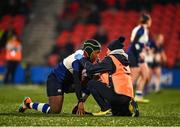 29 December 2023; Linda Djougang of Wolfhounds receives medical attention for an injury during the Celtic Challenge match between Wolfhounds and Clovers at Musgrave Park in Cork. Photo by Eóin Noonan/Sportsfile