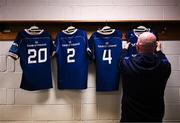 1 January 2024; Leinster senior kitman Jim Bastick sets up Leinster jerseys in the dressing room before the United Rugby Championship match between Leinster and Ulster at RDS Arena in Dublin. Photo by Harry Murphy/Sportsfile