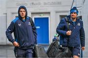 1 January 2024; Lee Barron and Rhys Ruddock of Leinster arrive before the United Rugby Championship match between Leinster and Ulster at RDS Arena in Dublin. Photo by Harry Murphy/Sportsfile