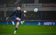 1 January 2024; Sam Prendergast of Leinster warms up before the United Rugby Championship match between Leinster and Ulster at RDS Arena in Dublin. Photo by Harry Murphy/Sportsfile