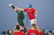1 January 2024; Joe Joyce of Connacht takes possession in a lineout ahead of Tadhg Beirne of Munster during the United Rugby Championship match between Connacht and Munster at The Sportsground in Galway. Photo by Seb Daly/Sportsfile