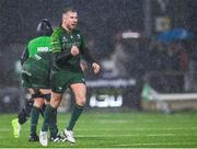 1 January 2024; JJ Hanrahan of Connacht celebrates after kicking a successful penalty during the United Rugby Championship match between Connacht and Munster at The Sportsground in Galway. Photo by Seb Daly/Sportsfile
