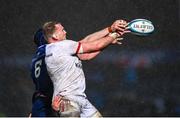 1 January 2024; Kieran Treadwell of Ulster and Ryan Baird of Leinster compete for possession in the lineout during the United Rugby Championship match between Leinster and Ulster at RDS Arena in Dublin. Photo by Ramsey Cardy/Sportsfile