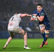 1 January 2024; Joe McCarthy of Leinster in action against Sean Reffell of Ulster during the United Rugby Championship match between Leinster and Ulster at RDS Arena in Dublin. Photo by Ramsey Cardy/Sportsfile