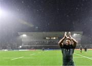 1 January 2024; Bundee Aki of Connacht celebrates after his side's victory in the United Rugby Championship match between Connacht and Munster at The Sportsground in Galway.