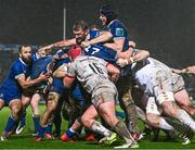 1 January 2024; Ross Molony and Ryan Baird of Leinster drive a maul leading to their side's third try during the United Rugby Championship match between Leinster and Ulster at RDS Arena in Dublin. Photo by Harry Murphy/Sportsfile Photo by Harry Murphy/Sportsfile