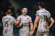 1 January 2024; John Cooney of Ulster, centre, after his side's victory in the United Rugby Championship match between Leinster and Ulster at RDS Arena in Dublin. Photo by Harry Murphy/Sportsfile