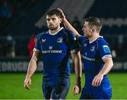 1 January 2024; Harry Byrne and Luke McGrath of Leinster after their side's defeat in the United Rugby Championship match between Leinster and Ulster at RDS Arena in Dublin. Photo by Harry Murphy/Sportsfile