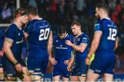 1 January 2024; Harry Byrne of Leinster, centre, reacts after missing a kick to touch at the end of the game during the United Rugby Championship match between Leinster and Ulster at RDS Arena in Dublin. Photo by Harry Murphy/Sportsfile