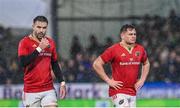 1 January 2024; Munster players Tony Butler, right, and Conor Murray during the United Rugby Championship match between Connacht and Munster at The Sportsground in Galway. Photo by Seb Daly/Sportsfile