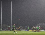 1 January 2024; JJ Hanrahan of Connacht prepares to take a kick during the United Rugby Championship match between Connacht and Munster at The Sportsground in Galway. Photo by Piaras Ó Mídheach/Sportsfile