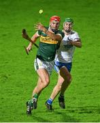 2 January 2024; Fionan MacKessy of Kerry in action against Seanie Callaghan of Waterford during the Co-Op Superstores Munster Hurling League Group B match between Kerry and Waterford at Austin Stack Park in Tralee, Kerry. Photo by Brendan Moran/Sportsfile