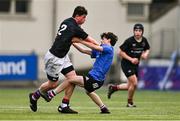 3 January 2024; Harry Heagney of Metro evades the tackle of Killian Smith of North Midlands during the BearingPoint Shane Horgan Cup Round 2 match between Metro and North Midlands at Energia Park in Dublin. Photo by Ben McShane/Sportsfile