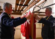 3 January 2024; Michael Curtin prepares the dressing room ahead of his 31st year as kitman for the Cork senior football team before the McGrath Cup Group B match between between Clare and Cork at Clarecastle GAA Astro Pitch in Clarecastle, Clare. Photo by Eóin Noonan/Sportsfile