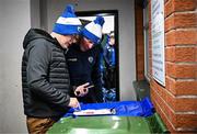 3 January 2024; Laois manager Justin McNulty, right, reviews the team with managment team member Niall Creery before the Dioralyte O'Byrne Cup Round 1 match between Laois and Offaly at Stradbally GAA Grounds in Stradbally, Laois. Photo by Harry Murphy/Sportsfile