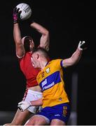 3 January 2024; Brian O’ Driscoll of Cork in action against Dermot Coughlan of Clare during the McGrath Cup Group B match between between Clare and Cork at Clarecastle GAA Astro Pitch in Clarecastle, Clare. Photo by Eóin Noonan/Sportsfile