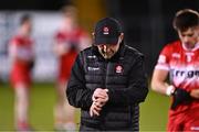 3 January 2024; Derry manager Mickey Harte checks his watch before the Bank of Ireland Dr McKenna Cup Group B match between Cavan and Derry at Kingspan Breffni in Cavan. Photo by Piaras Ó Mídheach/Sportsfile