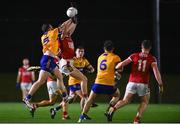 3 January 2024; David Buckley of Cork in action against Micheal Garry of Clare during the McGrath Cup Group B match between between Clare and Cork at Clarecastle GAA Astro Pitch in Clarecastle, Clare. Photo by Eóin Noonan/Sportsfile