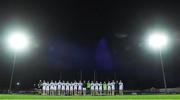 3 January 2024; The Kildare players stand for a minutes silence before the start of the Dioralyte O'Byrne Cup Round 1 match between Carlow and Kildare at Netwatch Cullen Park in Carlow. Photo by Matt Browne/Sportsfile