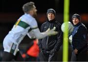 3 January 2024; Kerry manager Jack O'Connor, centre, and coach Paddy Tally watch goalkeeper Shane Murphy during the warm up before the McGrath Cup Group A match between Kerry and Tipperary at Austin Stack Park in Tralee, Kerry. Photo by Brendan Moran/Sportsfile