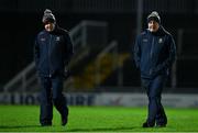 3 January 2024; Tipperary manager Paul Kelly, left, and skills performance coach Michael O'Sullivan before the McGrath Cup Group A match between Kerry and Tipperary at Austin Stack Park in Tralee, Kerry. Photo by Brendan Moran/Sportsfile