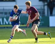 5 January 2024; Davy Colbert of Leinster is tackled by Hugh Gavin of Ireland during the Challenge Match between Ireland U20s and Leinster Development at Energia Park in Dublin. Photo by Harry Murphy/Sportsfile