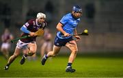 4 January 2024; Davy Keogh of Dublin in action against Shane McGovern of Westmeath during the Dioralyte Walsh Cup Round 1 match between Dublin and Westmeath at Parnell Park in Dublin. Photo by Sam Barnes/Sportsfile