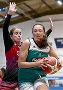 6 January 2024; Aine O'Connor of Liffey Celtics in action against Niamh Dwyer of Fr Mathews during the Basketball Ireland Pat Paudie O'Connor Cup semi-final match between FloMAX Liffey Celtics and Catalyst Fr. Mathews at Neptune Stadium in Cork. Photo by Eóin Noonan/Sportsfile