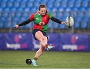 6 January 2024; Méabh Deely of Clovers kicks a penalty during the Celtic Challenge match between Clovers and Brython Thunder at Energia Park in Dublin. Photo by Seb Daly/Sportsfile