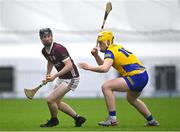 6 January 2024; Charlie Friel of Galway in action against Adam Donnelly of Roscommon during the Connacht Hurling League Shield final match between Roscommon and Galway at University of Galway Connacht GAA AirDome in Bekan, Mayo. Photo by Tyler Miller/Sportsfile